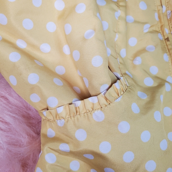 London Fog Ruffle Jacket Yellow with White Dots - Picture 6 of 10